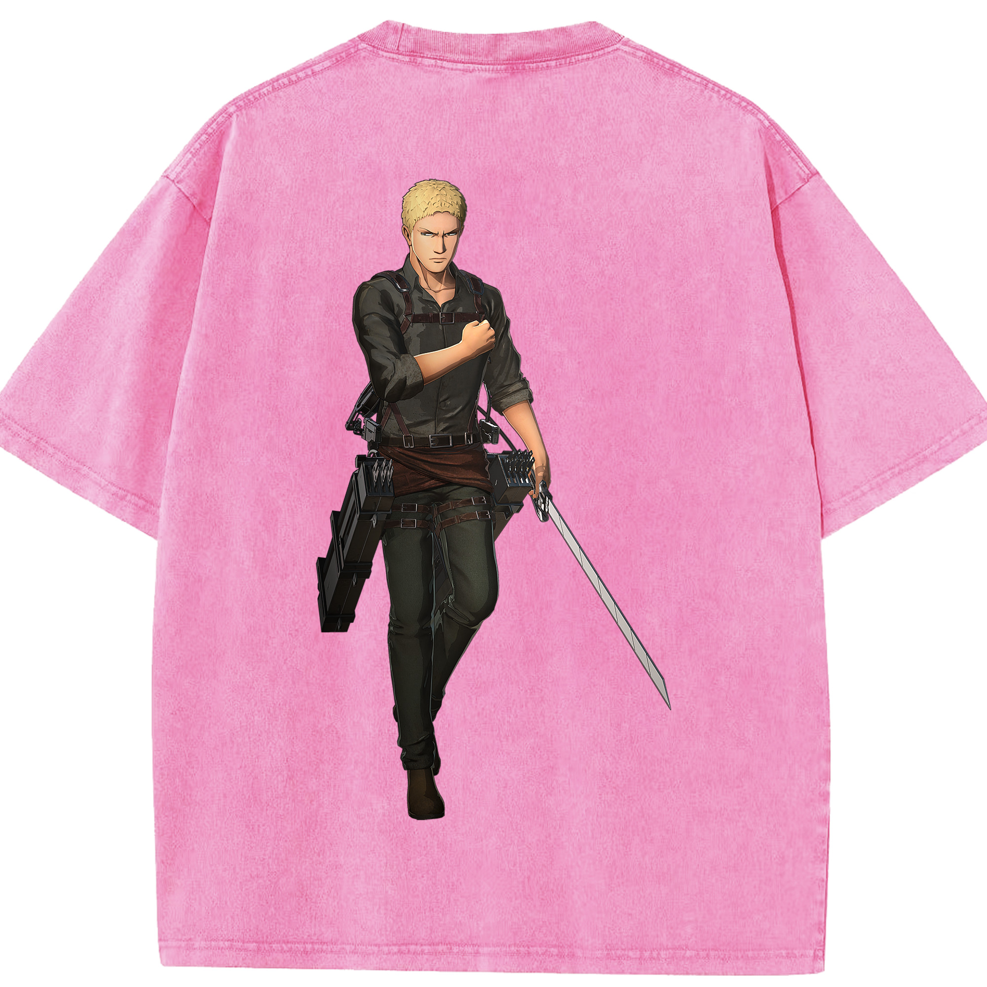 （画像用） 進撃の巨人 ライナー・ブラウン Attack on Titan Reiner Braun 綿100% ヴィンテージ風 半袖Tシャツ（背面プリント）